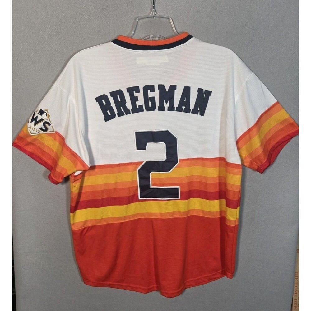 Majestic Coolbase Jersey Mens XL Astros Bregman #2 White Orange MLB Baseball